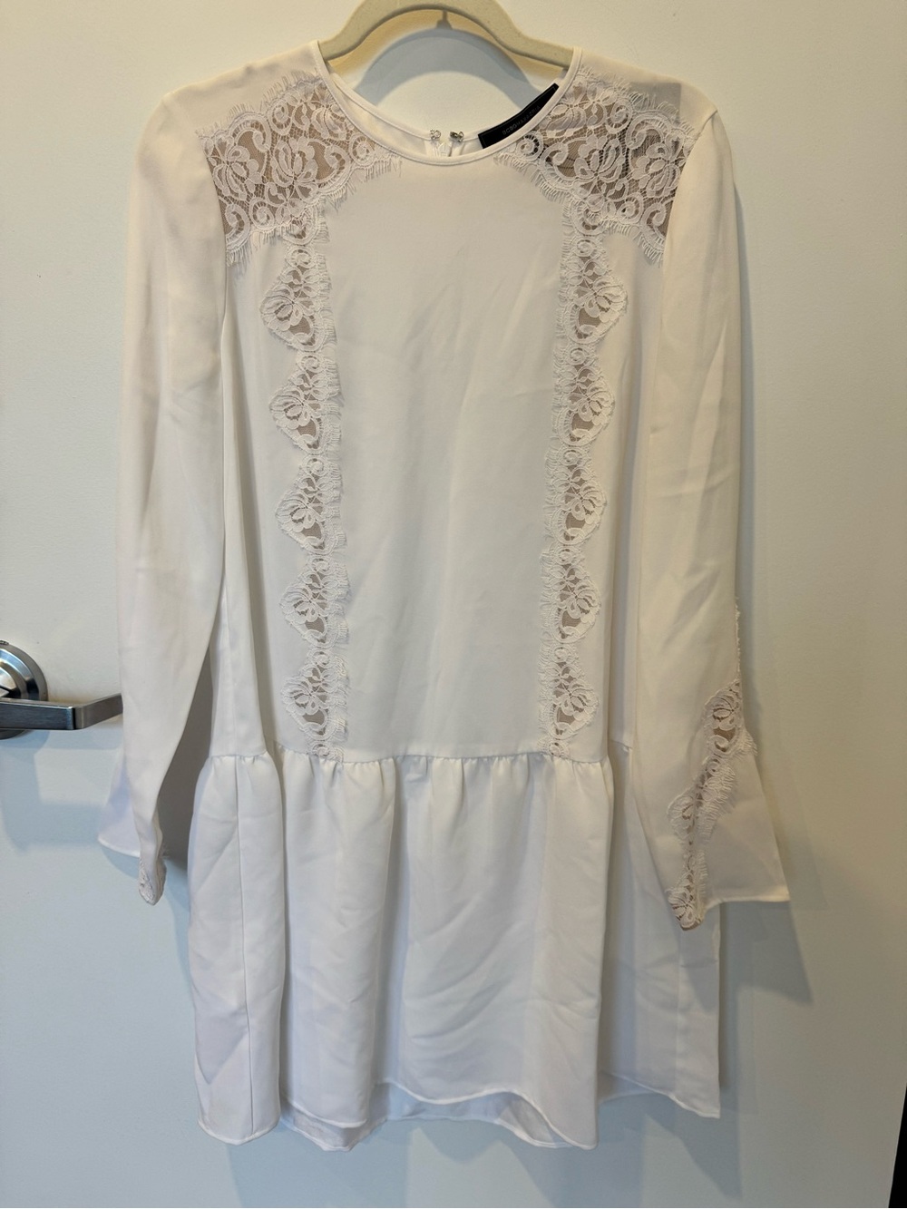 NWT BCBG MAXAZRIA Jayn Lace Trim Drop Waist Dress White - Small